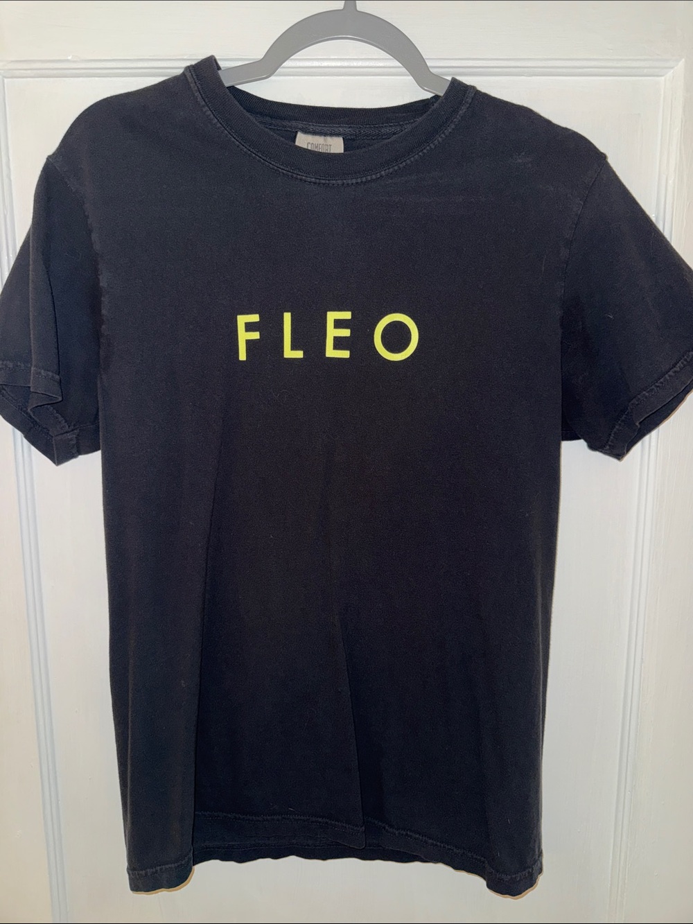Fleo Black Tee with Neon Yellow Logo